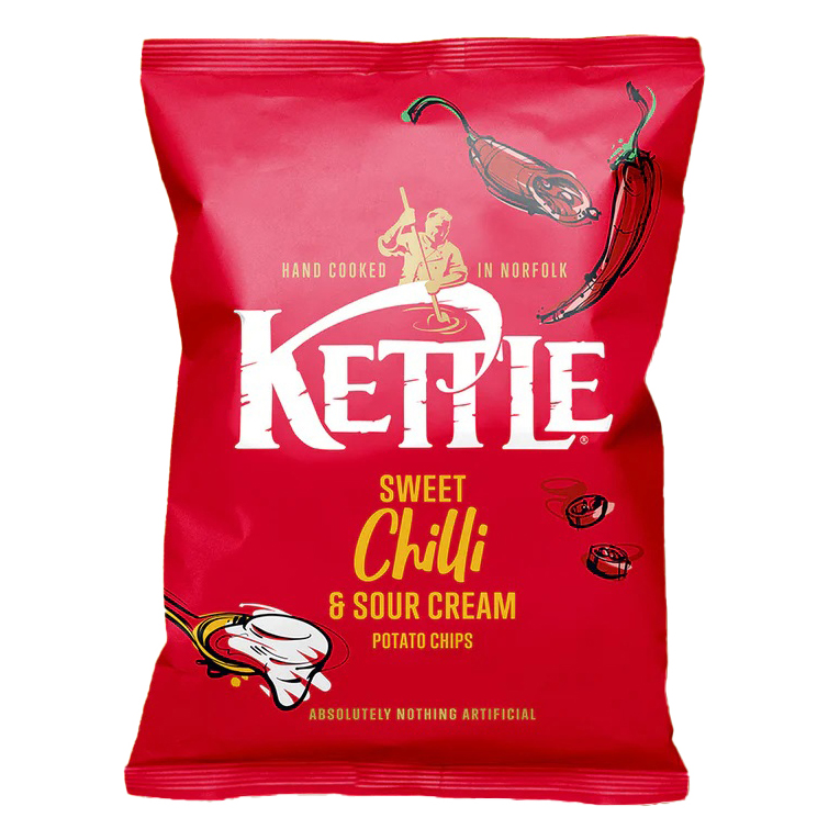 Tüte mit Kettle Sweet Chilli & Sour Cream Potato Chips 80g